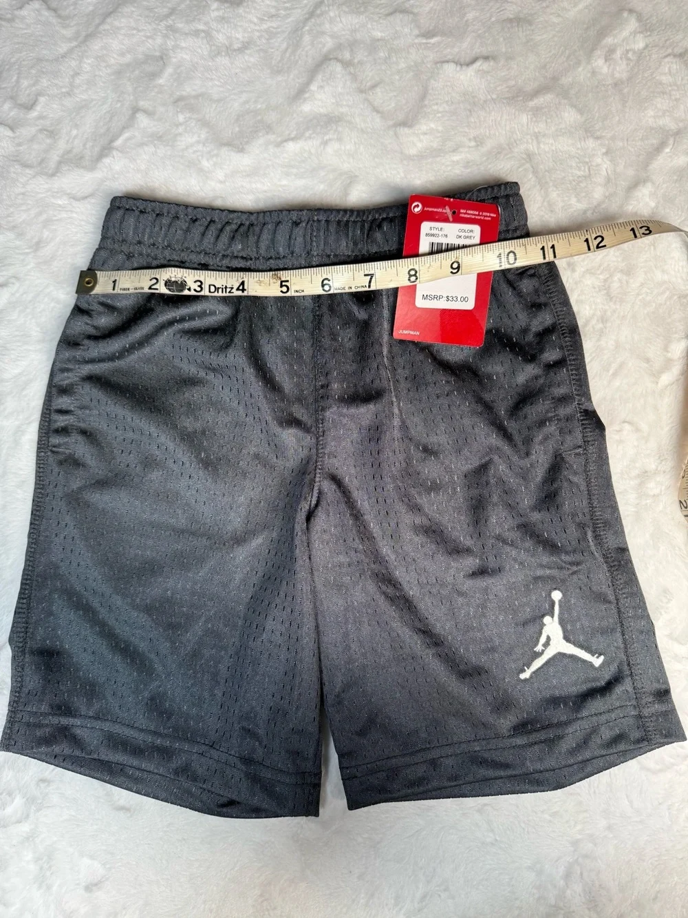 Jordan Boys Dark Grey Mesh Athletic Shorts with White Jumpman